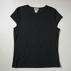 Western Connection Slinky Knit Cap Sleeve T Shirt Large Black Basic Minimalist